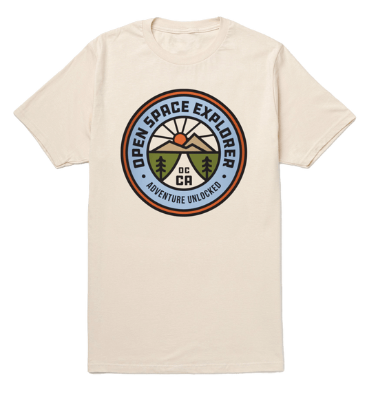 mens natural open space explorer tee with 4 color print