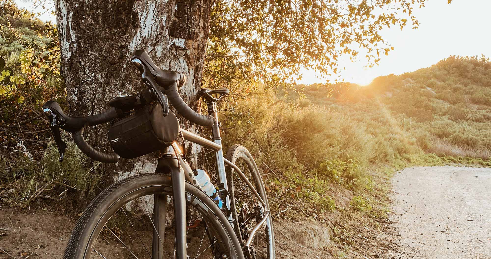 gravel bike in the sunset at Whiting Ranch