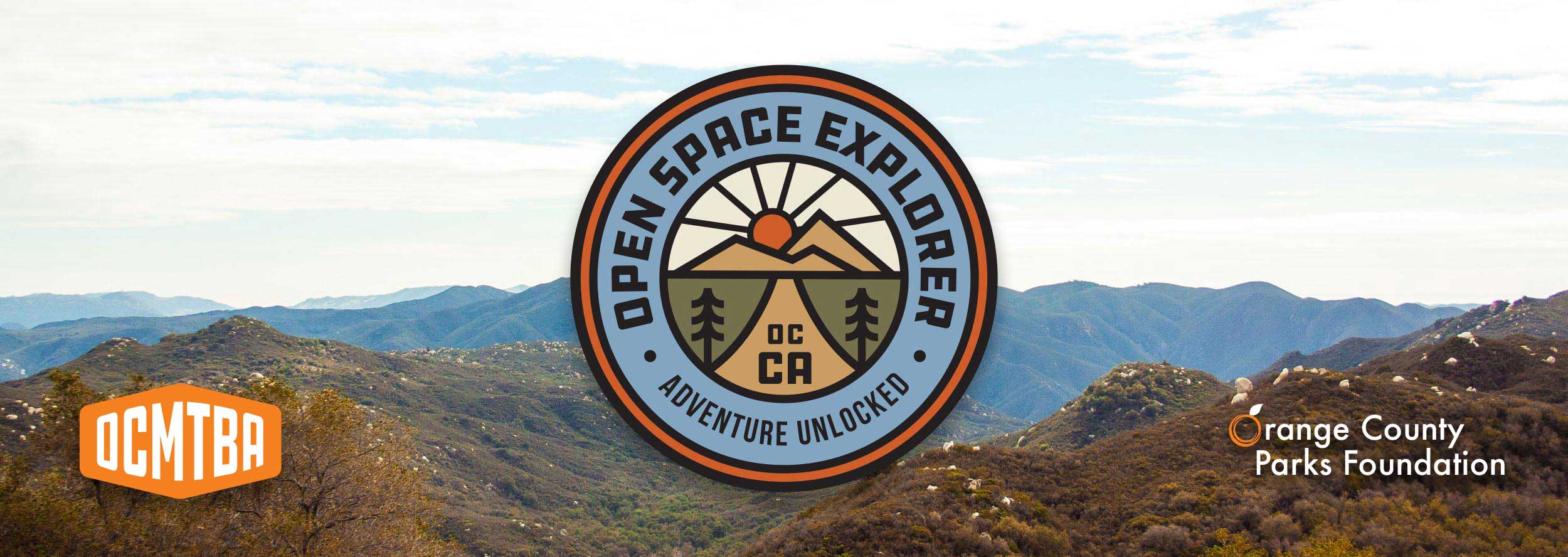 open space explorer logo above the foothills of Orange County