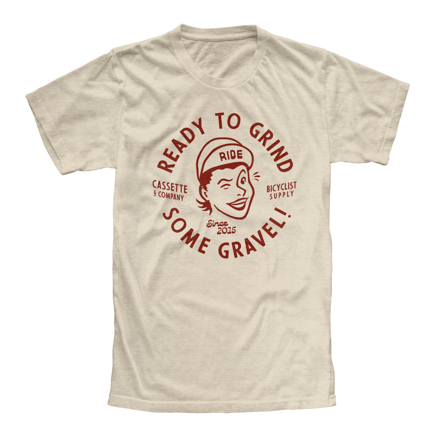 Women's specific tee with one color print with vintage graphic for gravel cyclists