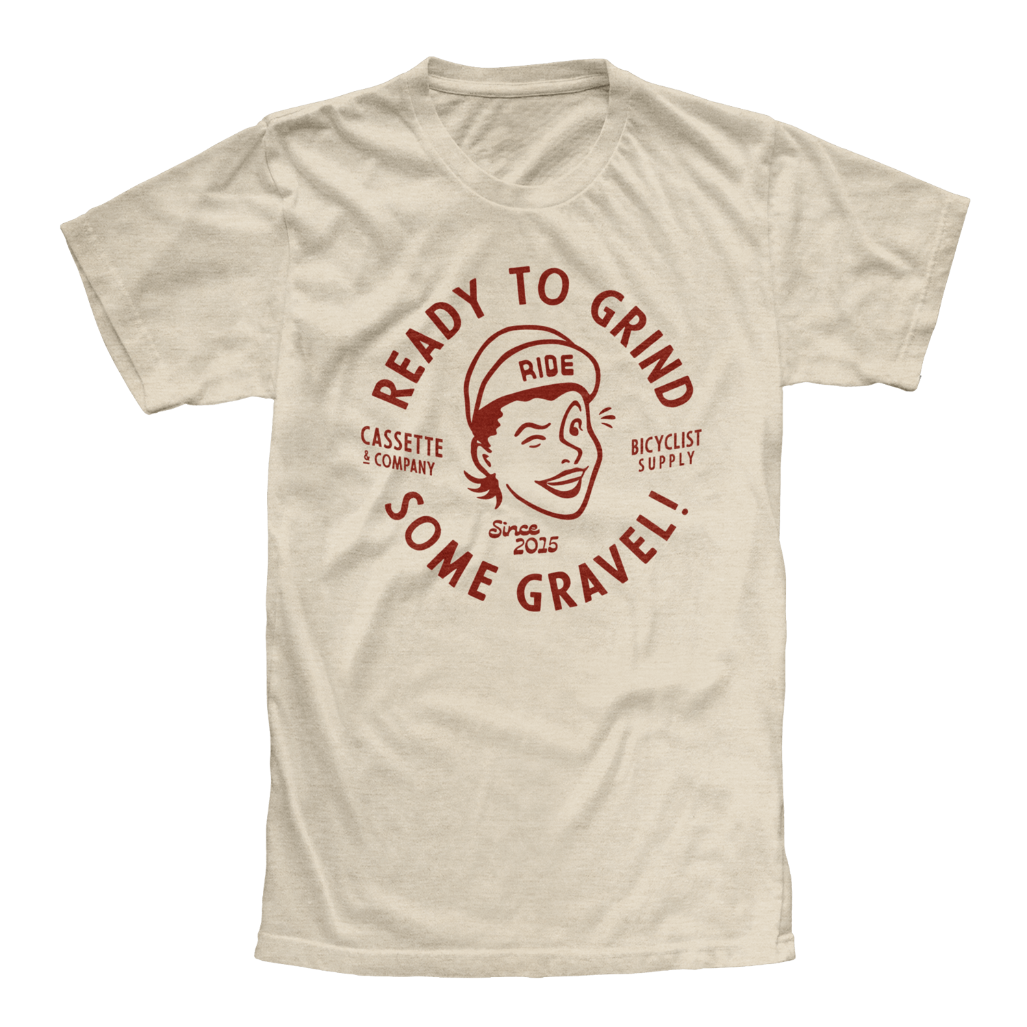 Women's specific tee with one color print with vintage graphic for gravel cyclists