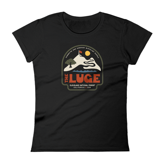 women's mountain bike tee with the luge trail graphic