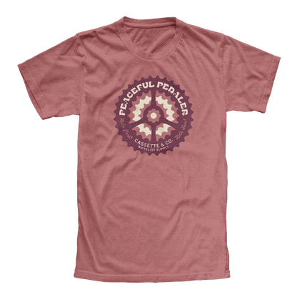 women's peaceful pedaler tee with 2 color print