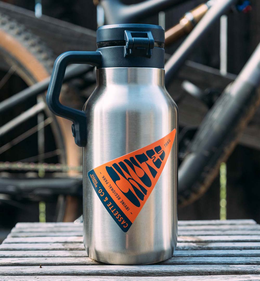 Chutes trail sticker on stainless steel water bottle