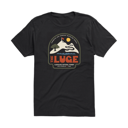 mens mountain bike t shirt with the luge trail graphic