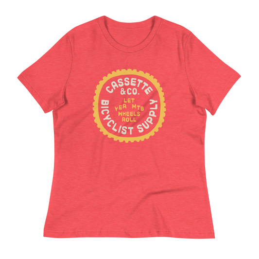 womens vintage red tee with two color print